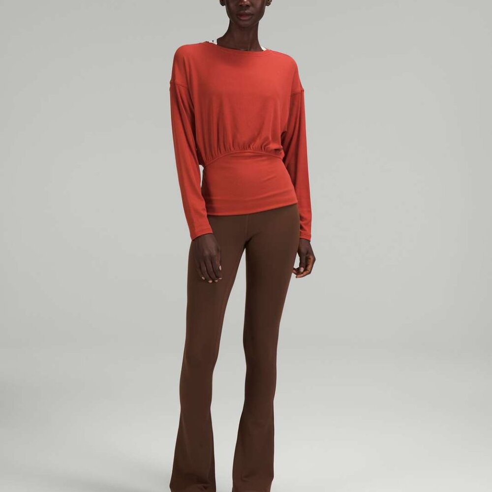 Lululemon Ribbed Modal-Silk Blend Long Sleeve Shirt Cayenne Size 6 - Picture 2 of 8